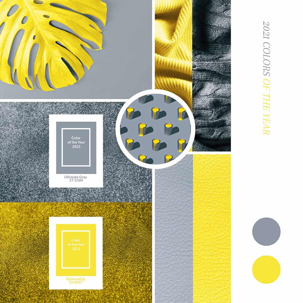 Pantone colors of 2021 Illuminating Yellow and Ultimate Gray