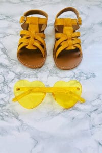 cute accessories for girls yellow shoes and sunglasses