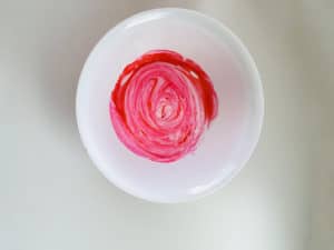 pink slime 3 ingredients in mixing bowl